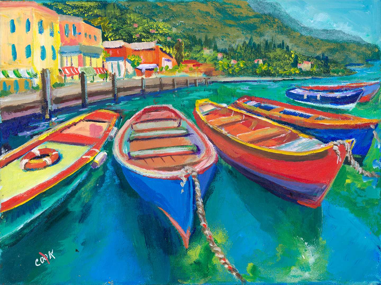 Colorful Wooden Boats Academy of Fine Art and Acrylic Painting